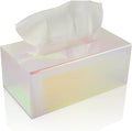 Acrylic Tissue Box Holder, Clear Dispenser for Facial Tissues, Napkins, and Dryer Sheets. Perfect for Bathrooms, Desks, Countertops, Vanities, Bedrooms, and Nightstands (Rectangle, Iridescent)
