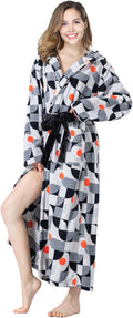 RONGTAI Womens Robes Plush Fleece Hooded Bathrobe Thick Nightgown with Pockets Fluffy Sleepwear