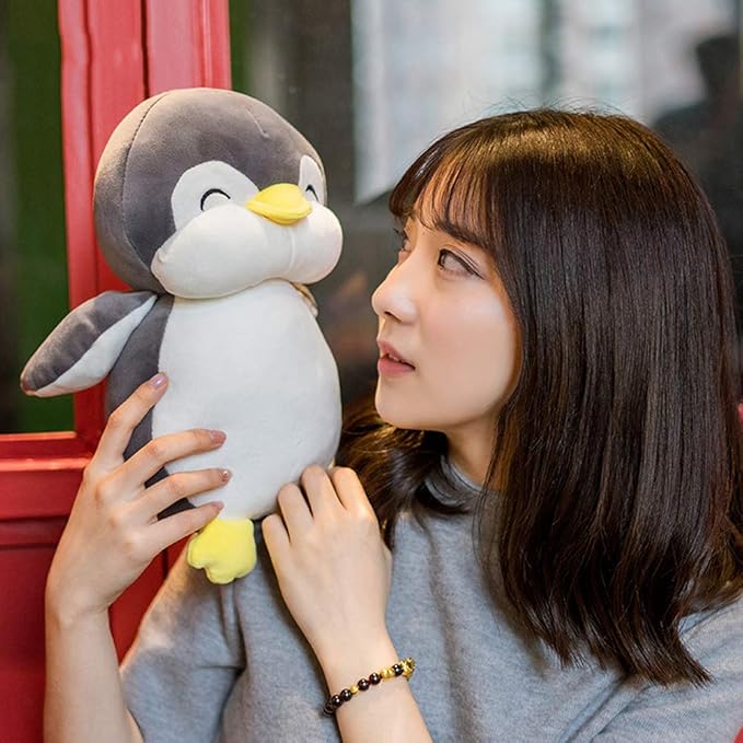 VSFNDB Stuffed Penguin Animal Plush Toy 12 Inch Gray Animal Stuffed Plushies Super Soft Cute Cuddly Pillow Cushion Stuff Dolls Birthday Gifts for Children Kids Boys Girls Room Decor Bedtime, 12Inches