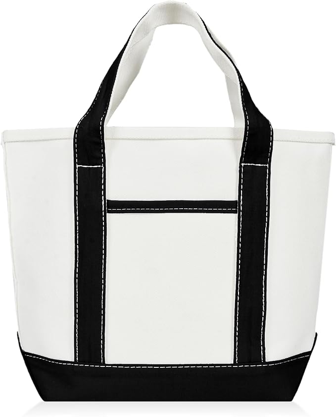 DALIX 14" Mini Small Cotton Canvas Party Favor Wedding Gift Tote Bag in Black