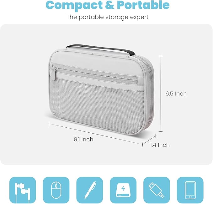 Lcsmaokin Electronics Organizer Bag, Portable Cable Organizer Case Travel Electronic Accessories Storage Case - Travel storage bag for Cables, Chargers, Phone, SD Cards - Grey
