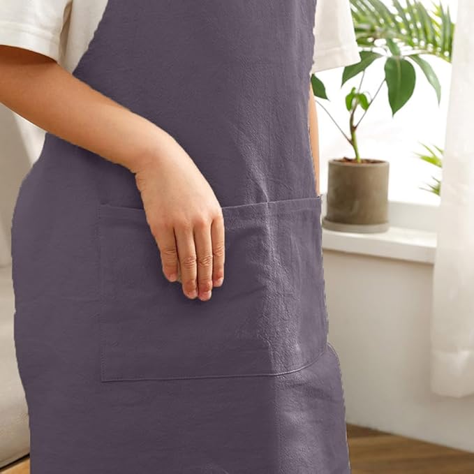 Kids Cotton Cross Back Aprons Children Chef Pure Child Apron with 2 Pockets for Baking Painting Cooking