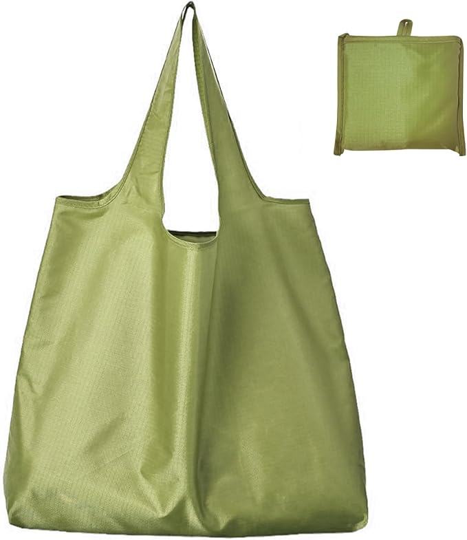 Ksheria Large 50lbs Heavy Duty Reusable Foldable Grocery and Shopping Tote Bags - Washable Polyester Bags in Pocket
