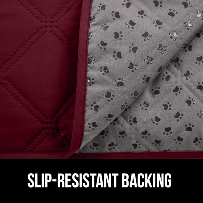 GORILLA GRIP Waterproof Bed Cover for Dogs, 82x82, Gripped Slip Resistant Backing, Leak Proof Washable Dog Blanket Covers Sofa, Couch, Sectional, Crate, Car, RV Seats, Pet Puppy Essentials, Burgandy