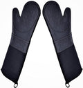 Extra Long Professional Silicone Oven Mitts with Quilted Liner, Durable Heat Resistant Oven Gloves, Heat Resistant Oven Gloves,2pcs