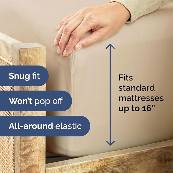 400 Thread Count Cotton Sheet Set - Full Size 100% Cotton Sheets - Easily Fits 8" to 16" Mattress - Silky-Soft, Wrinkle Free, Breathable and Comfy - Deep Pockets & Hotel Quality Bedding Set - Cream