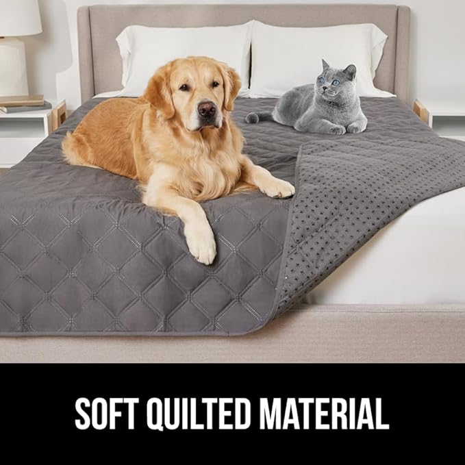 GORILLA GRIP Waterproof Bed Cover for Dogs, 102x82, Gripped Slip Resistant Backing, Leak Proof Washable Dog Blanket Covers Sofa, Couch, Sectional, Crate, Car, RV Seats, Pet Puppy Essentials, Charcoal