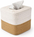 Square Boho Tissue Box Cover: Hand-Woven Holder for Bathroom, Table & Kitchen – Open-Bottom Design Decorative Cover for Home, Office & Farmhouse Decor