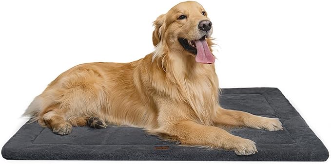 MADE 4 PETS Dog Crate Pad Bed for Large Dogs, Washable & Reversible, Anti-Slip Kennel Mat for Cozy Sleeping, Soft Fluffy Dog Bed for Indoor & Outdoor Use, 44"x32", Dark Gray
