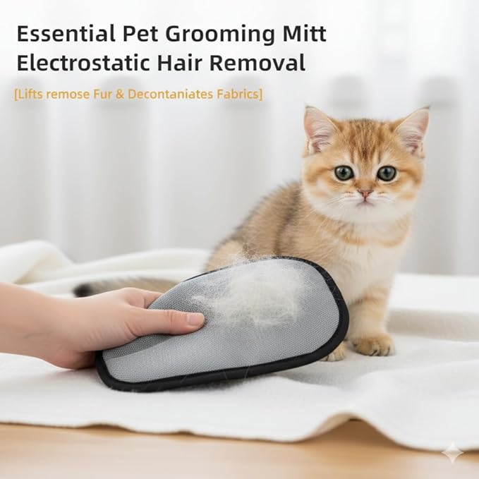 Magic Pet Hair Removal Brush – Upgraded Pet Hair Remover Glove for Dogs & Cats, Efficient Grooming Glove Brush for Furniture, Sofa, Couch & Clothing, Reusable Pet Hair Removal Tool – 1PCS