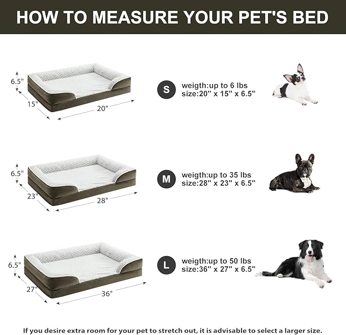 LEXTRO Orthopedic Dog Bed for Large Dogs, Egg Crate Foam Bed for Large Dogs, Equipped with Removable Waterproof Pillow Cover and Anti-Slip Bottom, Pet Bed