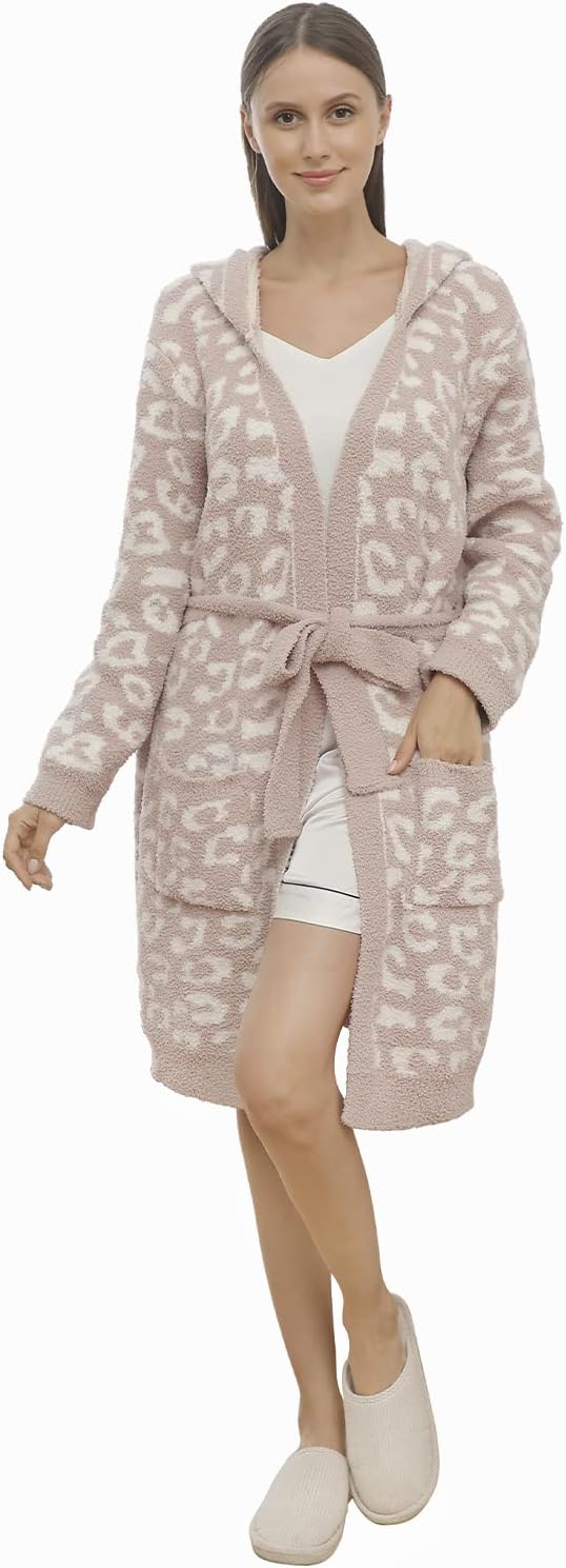 DOOWELL Women's Knit Lightweight Absorbent Robes, Soft Spa Bathrobe Loungewear with Pockets