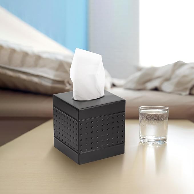 DSNMYO Industrial Style Tissue Box Cover, Tissue Holder, Square Box Covers,for bedrooms, Offices, bathrooms, Living Rooms etc.(Black)