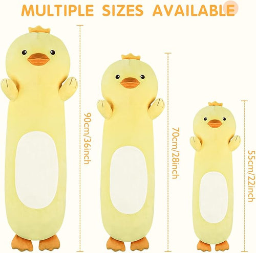 22” Long Duck Plush Body Pillow, Cute Duck Stuffed Animals, Soft Squishy Cuddly Pillow Plushies Toy Gifts for Kids Boys Girls, Birthdays, Halloween, Christmas