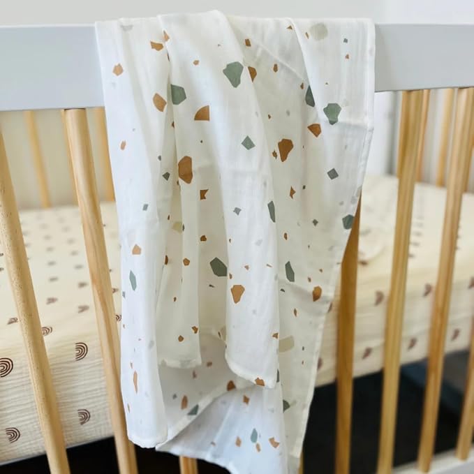 Leyl&Ari Muslin Swaddle Baby Blanket | 100% Organic Cotton Recieving Wrap (47"X47", Sage Set)