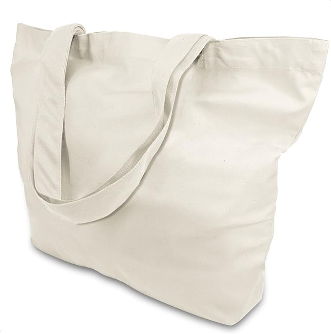 TOPDesign 3-Pack Super Strong Large 12oz Cotton Canvas Tote Bags, Reusable Grocery Shopping Cloth Bags, Fashionable Two-Tone Totes for Crafts, DIY Your Creative Designs