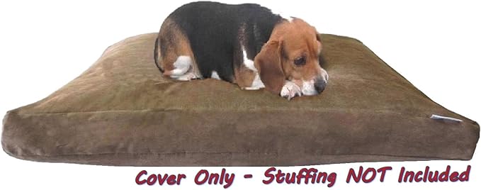 Dogbed4less DIY Pet Bed Pillow Brown Microsuede Duvet Cover and Waterproof Internal Case for Dog and Cat at 35X20X4 Inch - Covers only