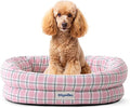 bilypaws Orthopedic Dog Bed for Medium Size Dogs, Pet Sofa Bed with Egg Crate Foam, 4-Sided Bolster, Removable Washable Cover & Anti-Slip Bottom, Medium Pink Plaid