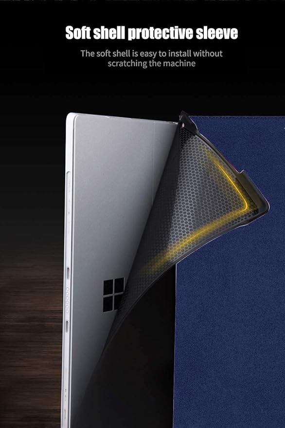 NANRUIL for Microsoft Surface Pro 4/5/6/7/7 Plus + 12.3 inch Case 2015/2017/2018/2019/2021 Genuine Leather Cover Protective Shell Compatible with Type Cover Keyboard and Pencil Holder.Blue