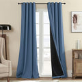 Rutterllow 100% Blackout Curtain 84 Inch Length 2 Panels Set, Room Darkening Thermal Insulated Window Treatment for Bedroom, Noise Reduction Privacy Drapes with Grommet Top for Living Room(Stone Blue)