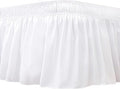 Biscaynebay Wrap Around Bed Skirts for Twin & Twin XL Beds with Short Drop of 12", White Adjustable Elastic Dust Ruffles Easy Fit Wrinkle Resistant Silky Luxurious Fabric Machine Washable