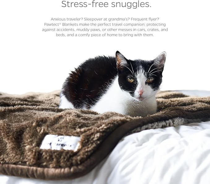 Pet Parents Pawtect Premium Waterproof Cat & Dog Blanket with WickQuick & Sherpup Technology, Puppy & Cat Blanket, Choc 24x32