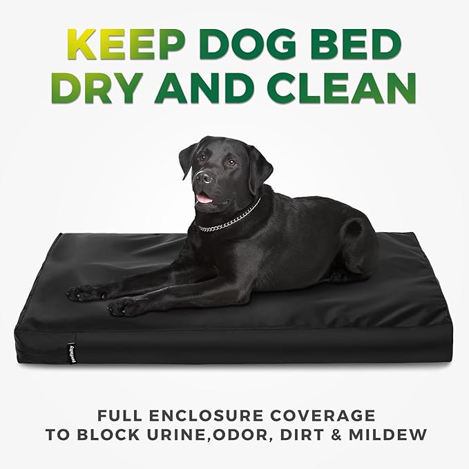 Waterproof Dog Bed Cover Replacement Washable, Easy to Clean, Pet Hair Resistant, Heavy Duty Oxford, Zipper Closure, Indoor/Outdoor Use, Fits 36 Inch Dog Crate - Large - 35"x 22"x 3.5" - Black