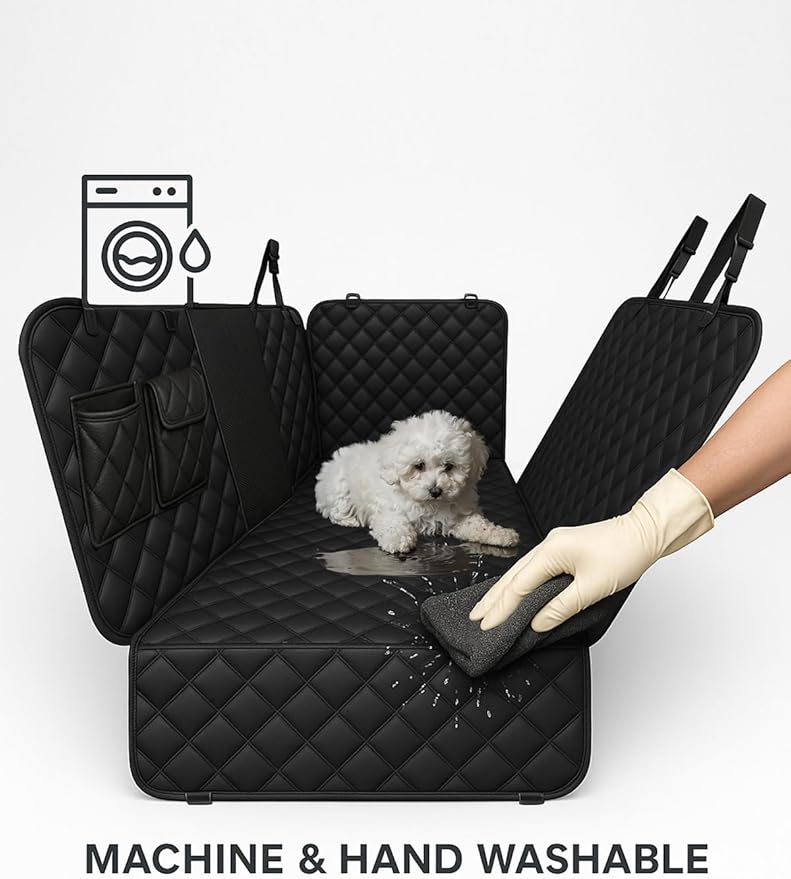 fidozen Extra Large Dog Car Seat Cover for Back Seat (59" W x 63" L) - XL Visual Mesh Window 100% Waterproof Dog Hammock for Full-Size Trucks & Large SUVs - Non-Slip 600D Heavy Duty Pet Seat Protector