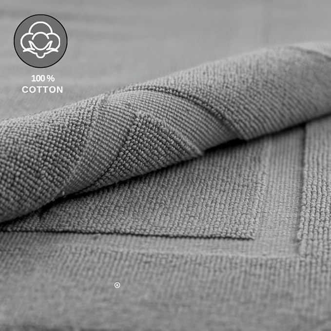 ELITE Emporium Home Collection 2-Piece Cotton Bathroom Mat Set, 21" x 34" - 100% Cotton, Absorbent, Quick-Dry, Bath Towel Mats for Floor, Charcoal Grey [Not a Bathroom Rug]