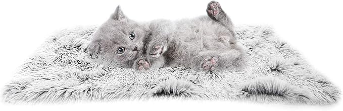 PJYuCien Fluffy Fleece Calming Pet Throw Blanket, Super Soft and Warm for Indoor Cats and Dogs, Machine Washable, Puppy Blanket, Grey, 16" * 24"