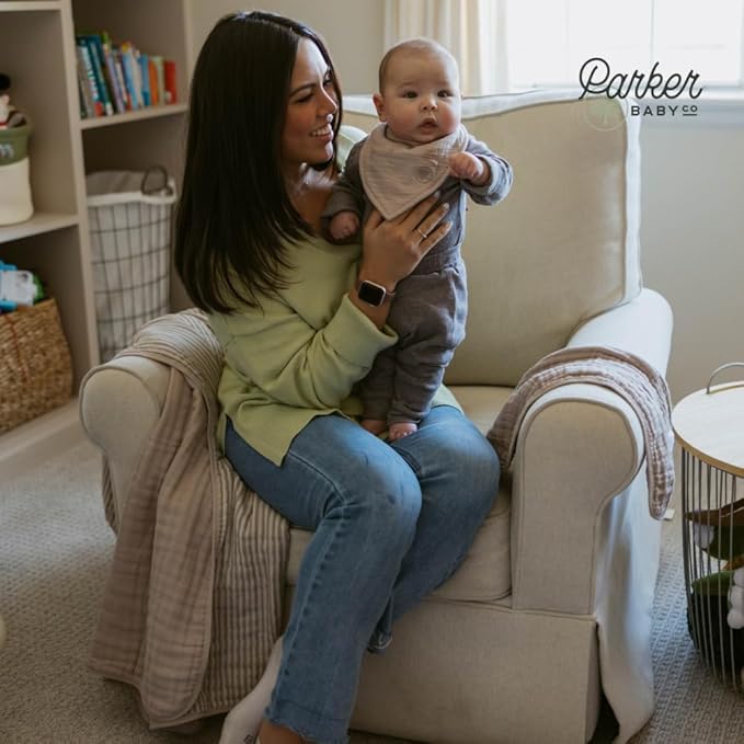 Parker Baby Muslin Blanket | 100% Soft Cotton Toddler Quilt & Baby Muslin Swaddle | Gender Neutral Design 47" x 47" Blanket