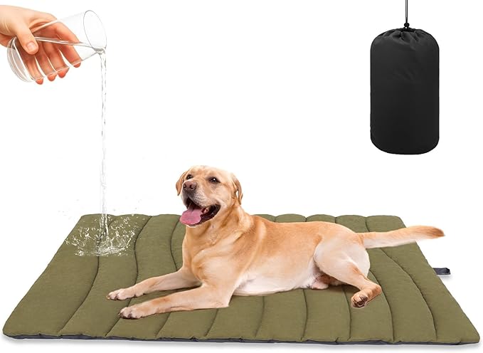 BINGPET Outdoor Travel Dog Bed for Large/Medium Dogs,Portable Waterproof Camping Mat with Carry Bag,Foldable Outside Bed,Machine Washable Indoor Pet Mat for Small,Medium and Large Dogs 35"x51"
