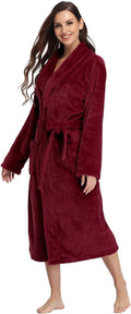 RONGTAI Womens Bathrobe Ladies Fleece Plush Warm Long Robes Fleece Nightgown Sleepwear
