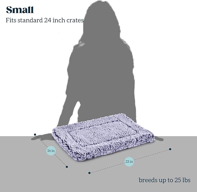 PELZIN Stoutwool Indestructible Dog Bed - Fluffy Chew Proof Dog Crate Pad - Tough Kennel Pad for Aggressive Chewers - Washable, Ideal for Small Breeds & Fits 24-Inch Crate - 23"x16", Jacaranda