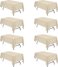 BRILLMAX 8 Pack Beige Tablecloths for 6 Foot Rectangle Tables 60 x 102 Inch - 6ft Rectangular Bulk Linen Polyester Fabric Washable Cloth Cover for Wedding Reception Banquet Birthday Party