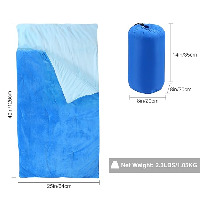 REDCAMP Extra Long Toddler cot with Sleeping Bag, Portable Kids Travel Bed for Sleeping, Blue 53''x26''