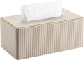 KINGFOM Rectangular Tissue Box Cover, PU Leather Tissue Box Holder with Magnetic Bottom, Napkin & Facial Tissue Holder Dispenser Decorative Box Cover for 120-count (3-Ply) 160-count (2-Ply) Beige