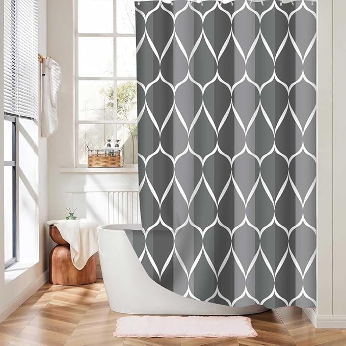 MCCKTIU Gray Shower Curtain Grey Modern Bathroom Shower Curtain Waterproof Fabric Machine Washable Shower Curtains 60 x 72 Inches