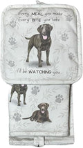 Chocolate Labrador 3-Piece Kitchen Set - Oven Mitt, Pot Holder & Kitchen Towel Set, Heat Resistant up to 420 F, Soft Quilted Cotton for Cooking, Baking, BBQ, Pet Lover Gifts (Labrador Chocolate)