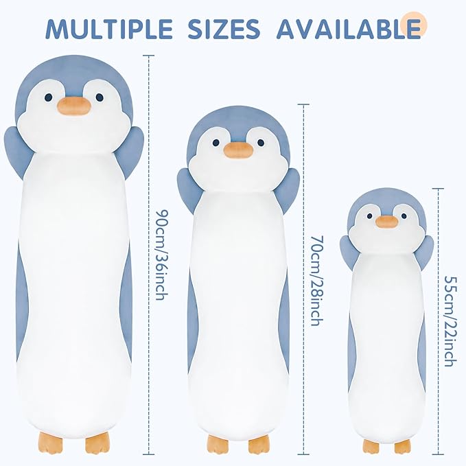 Dalmao 36" Penguin Stuffed Animal, Soft Jumbo Long Cuddle Pillow, Cute Blue Penguin Plush Body Pillow Plushies Toy Gift for Kids, Boy and Girls Birthday, Easter
