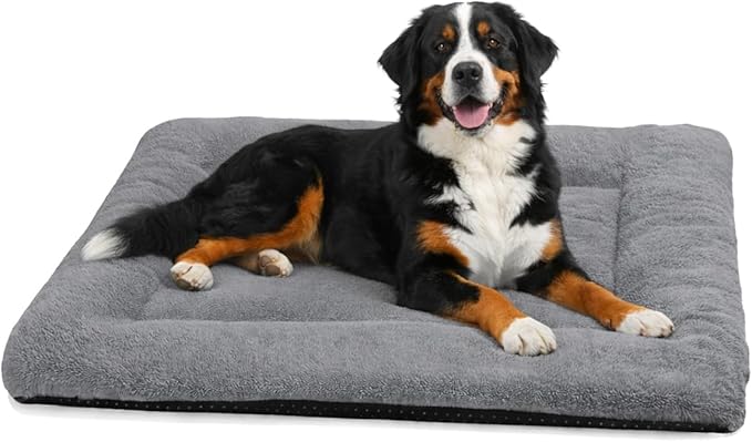 ZENGAOOU Dog Crate Pad 48 Inch, Washable Plush Kennel Mat for XXL Dogs, Anti-Slip Cushioned Pad for Wire and Metal Crates, Indoor, Travel and Training Use, Dark Grey
