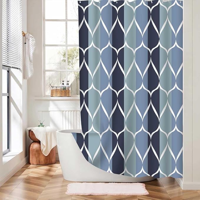 MCCKTIU Blue Shower Curtain Modern Bathroom Shower Curtain Waterproof Fabric Machine Washable Shower Curtains 60 x 72 Inches