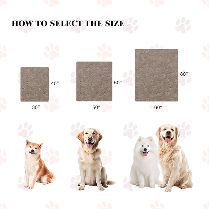 Qeils Dog Blankets for Small Dogs - Waterproof Cat Blanket Washable - Sherpa Fleece Puppy Blanket, Soft Plush Reversible Throw Protector for Bed Couch Car Sofa, 30"X40", Taupe
