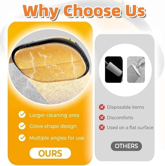 Electrostatic Pet Hair Removal Glove, Static Removal Gloves for Dogs Cats Hair, Reusable Double Sided Electrostatic Pet Hair Remover for Couch, Furniture, Carpet, Car Seat