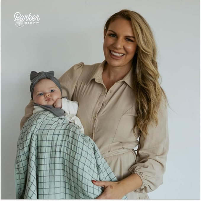 Parker Baby Muslin Blanket | 100% Soft Cotton Toddler Quilt & Baby Muslin Swaddle | Gender Neutral Design 47" x 47" Blanket