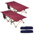 REDCAMP Extra Long Kids Cot for Sleeping 2-7 Years, Portable Travel Toddler Cot Bed with Carry Bag, Lightweight for Outdoor Indoor Home, New Wine Red 53''x26'', 2 Pack