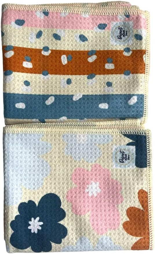 Desert Aqua 2 Pack Double Sided Kitchen Towels || Dish Towels ||Quick Dry || Designer Prints || Highly Absorbent || Hanging Hook (Rust)