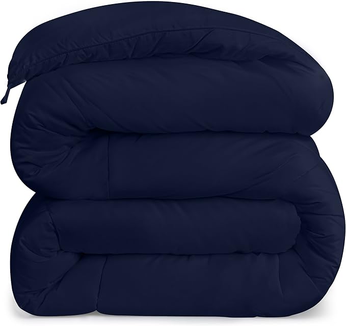 Utopia Bedding Comforters Queen Size, All Season Duvet Insert, Down Alternative Box Stitched Bed Comforter with Corner Tabs, Machine Washable (Navy)