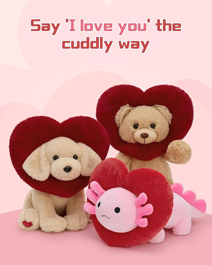 MaoGoLan Valentines Lab Plush with Heart-Shaped Hood,Adorable and Cuddly Labrador Dog Stuffed Animal,13.8" Loving Heart Puppy Plushie Gift for Valentines Day,Christmas,Anniversary,Long Distance