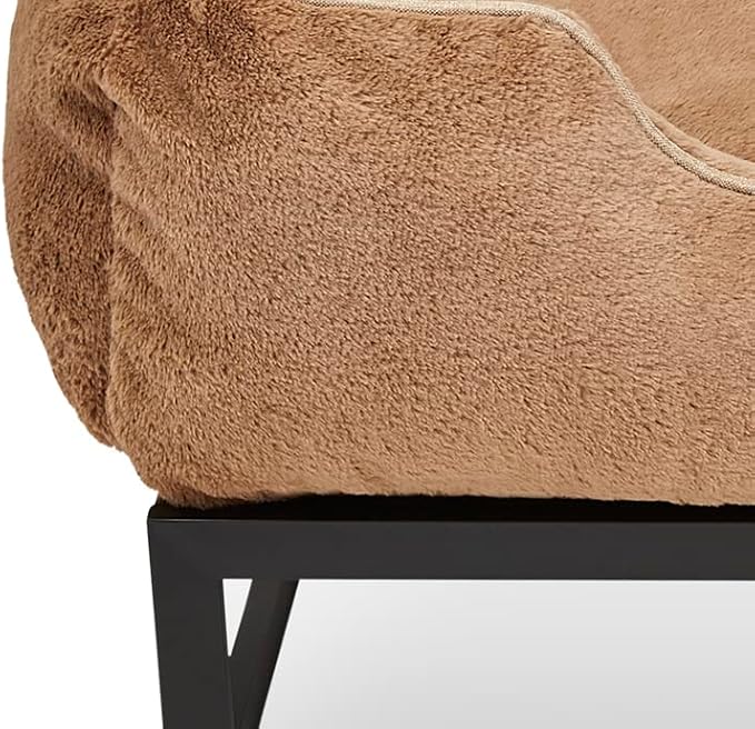 FUZI Elevated Dog Bed Small, Luxury Raised Dog Beds, Removable and Machine Washable Bed Cover, Indoor/Outdoor Orthopedic Pet Bed, Small 25.1x16.75x18 Light Brown & Black Base